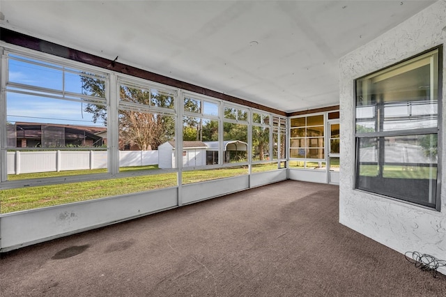 view of unfurnished sunroom