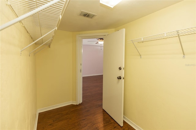 spacious closet featuring dark wood-type flooring