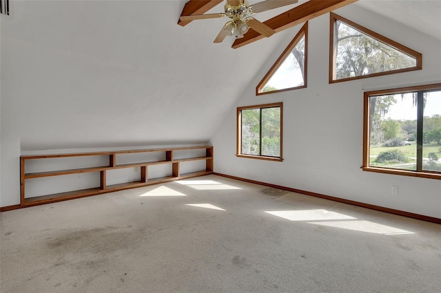 bonus room with a healthy amount of sunlight, baseboards, and carpet