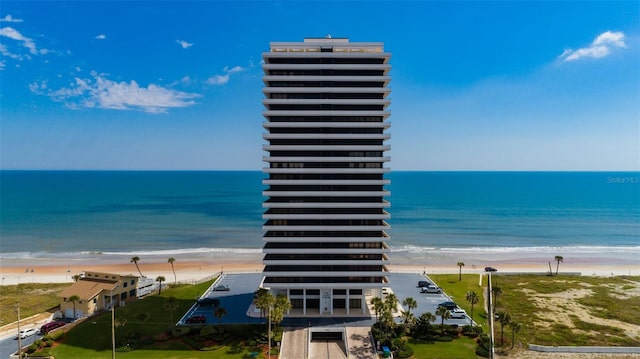 property view of water with a beach view