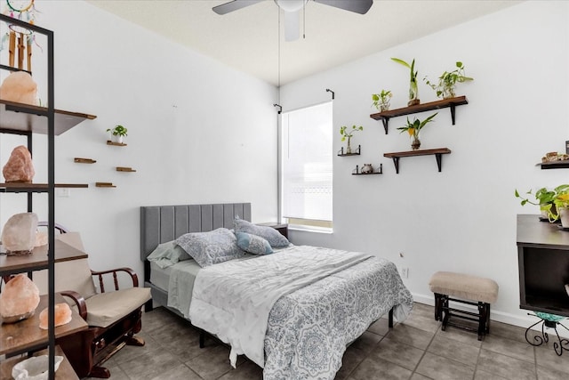 bedroom featuring ceiling fan