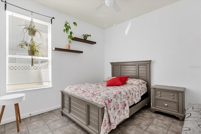 bedroom featuring ceiling fan