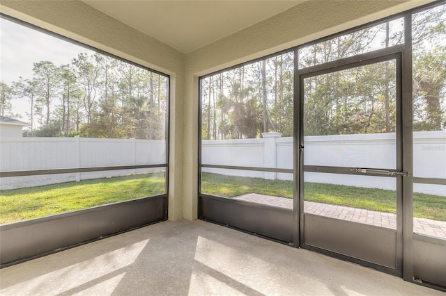 view of unfurnished sunroom