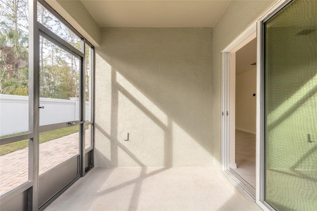 view of unfurnished sunroom