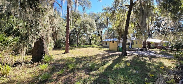 view of yard featuring an outbuilding