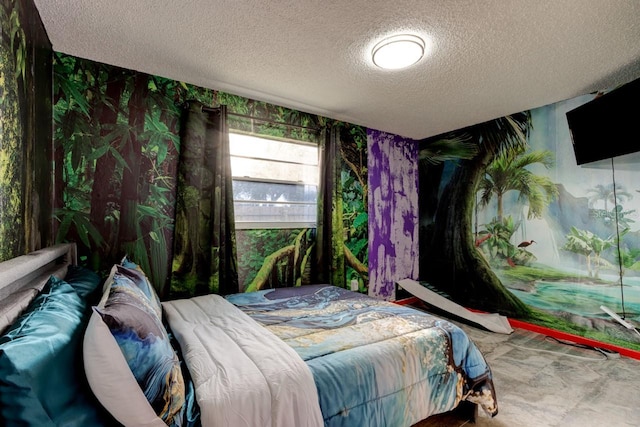 bedroom featuring a textured ceiling