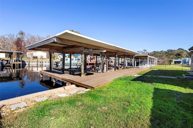 dock area featuring a yard