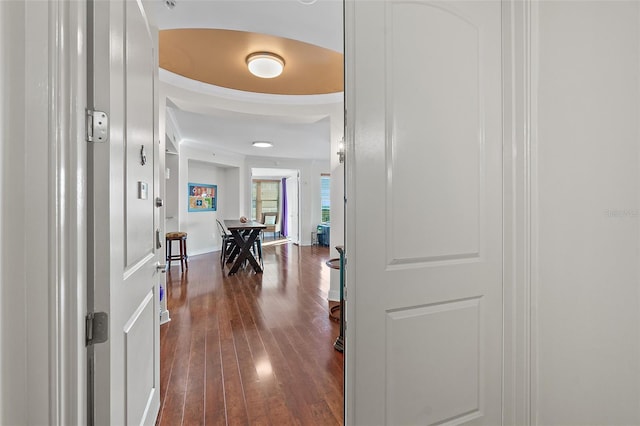 hallway featuring dark hardwood / wood-style floors