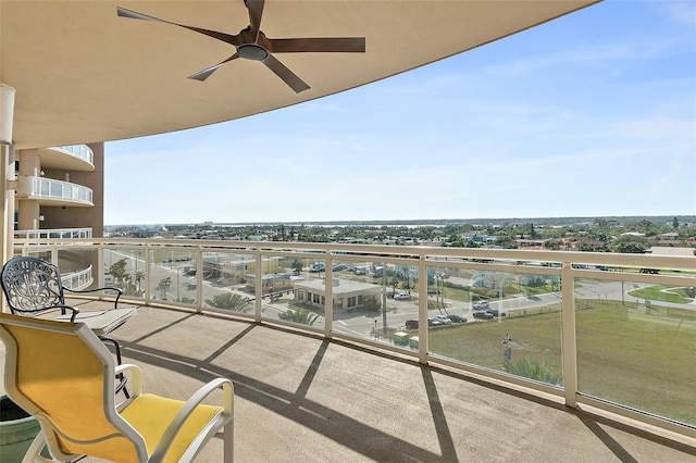 balcony with ceiling fan