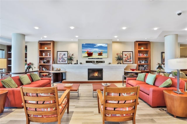 living room featuring light hardwood / wood-style floors