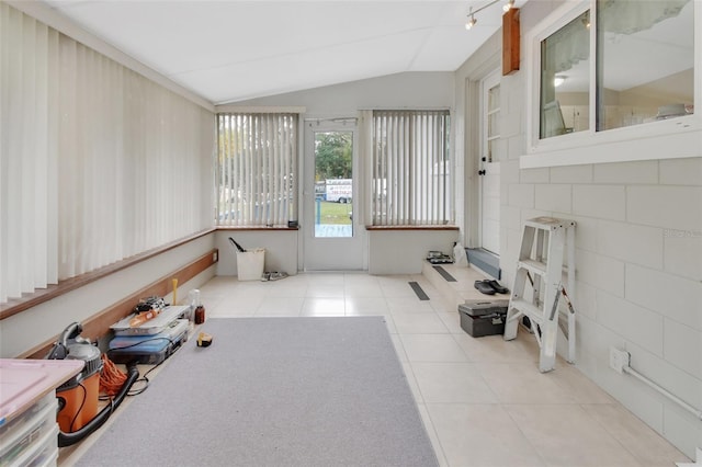 sunroom with vaulted ceiling