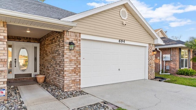 exterior space featuring a garage