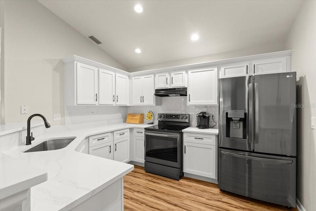 kitchen with white cabinets and stainless steel appliances