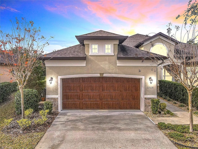 view of front of house with a garage