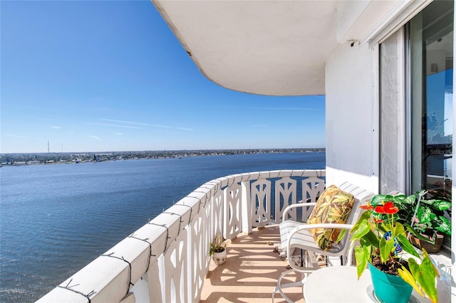 balcony with a water view