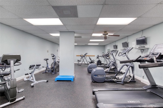 gym with a drop ceiling