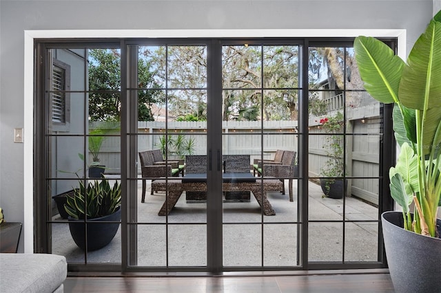 entryway with hardwood / wood-style flooring and plenty of natural light