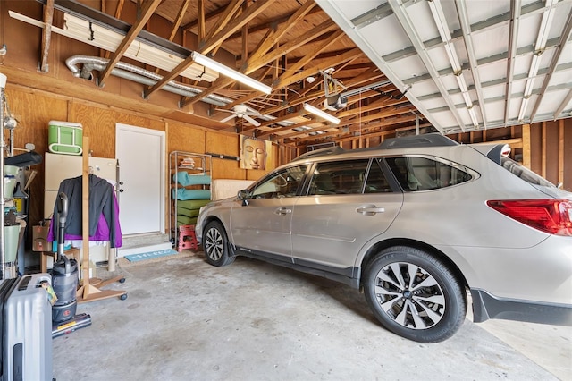 garage with a garage door opener