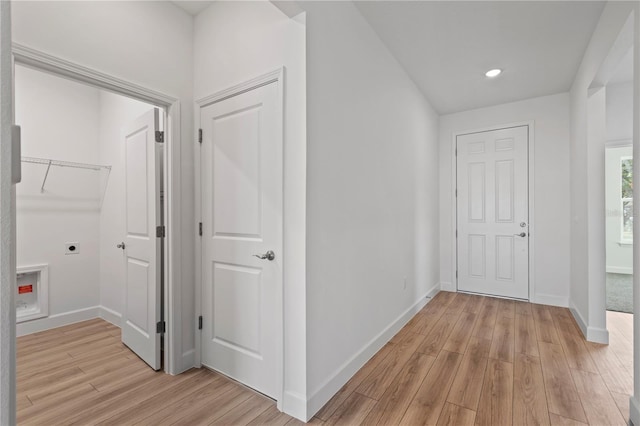 hallway featuring light wood-type flooring