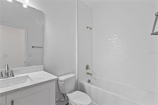 full bathroom with shower / bathtub combination, toilet, and vanity