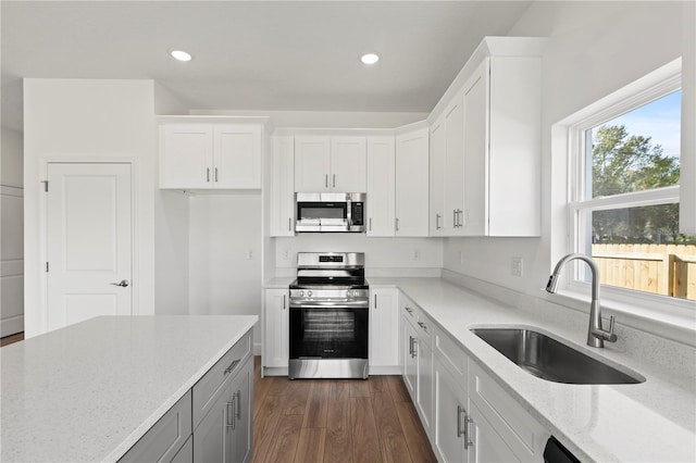 kitchen featuring sink, white cabinetry, and stainless steel appliances