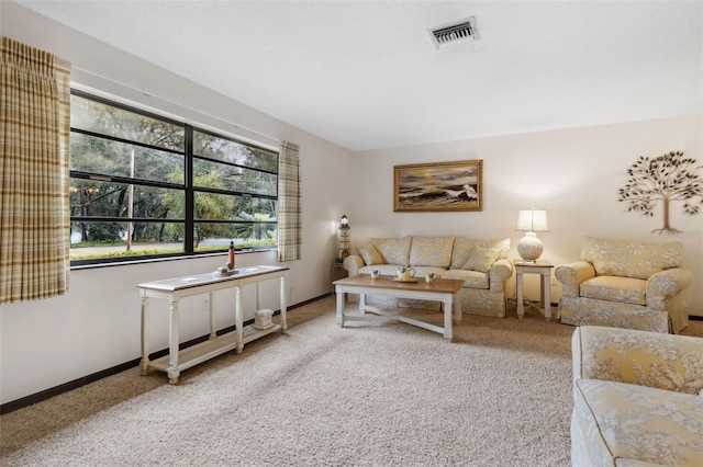 living room with carpet flooring