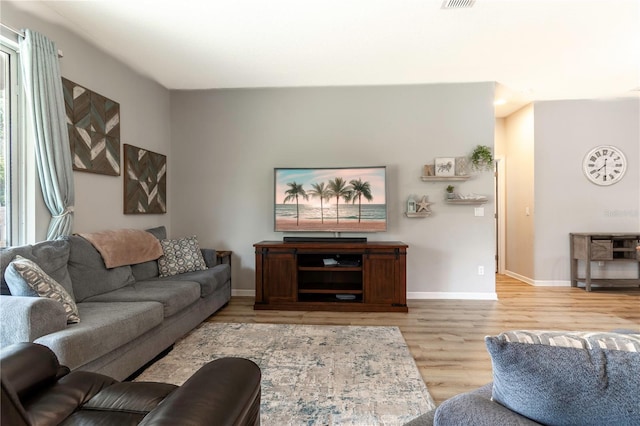 living room featuring light hardwood / wood-style flooring