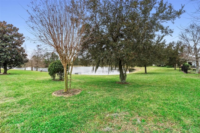 view of yard featuring a water view