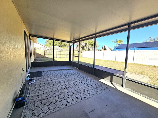 view of unfurnished sunroom