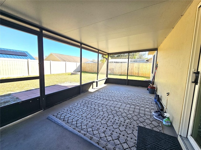 view of unfurnished sunroom