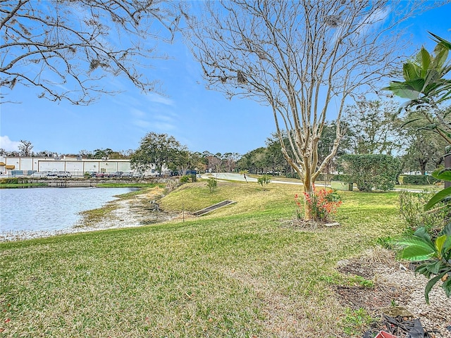 view of yard featuring a water view