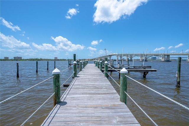 dock area featuring a water view