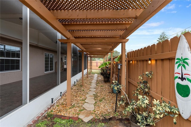 view of patio / terrace featuring a pergola