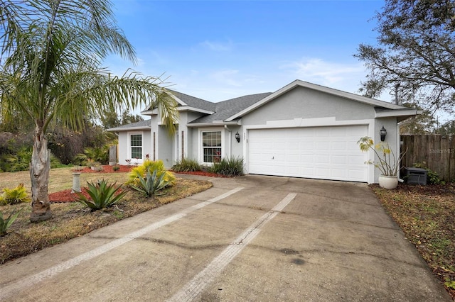 ranch-style home featuring a garage