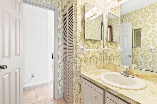 bathroom featuring vanity and tile patterned floors