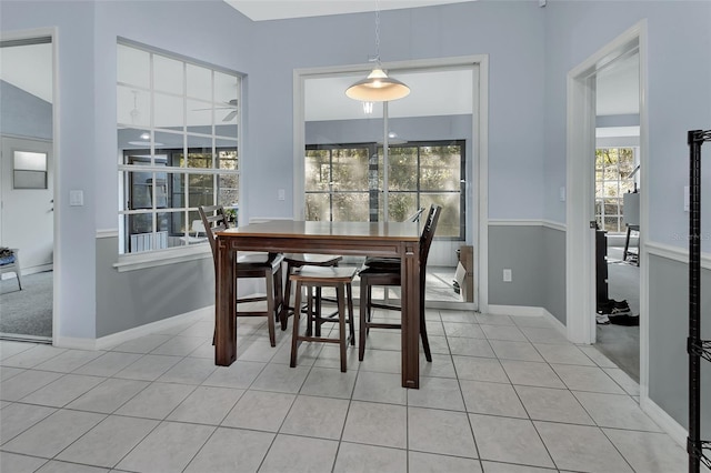 dining room with light tile patterned floors