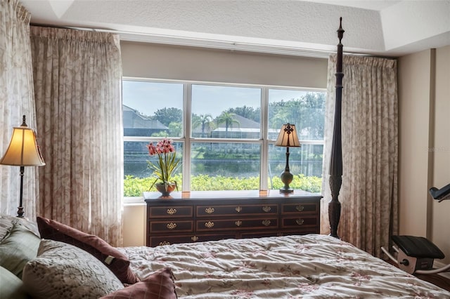 bedroom featuring a textured ceiling