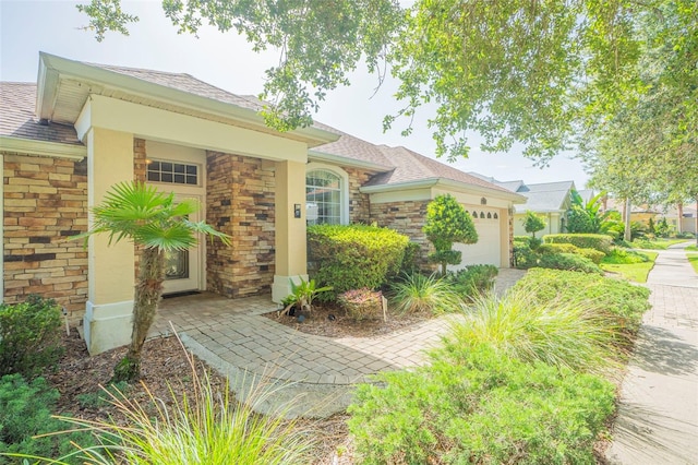 exterior space featuring a garage