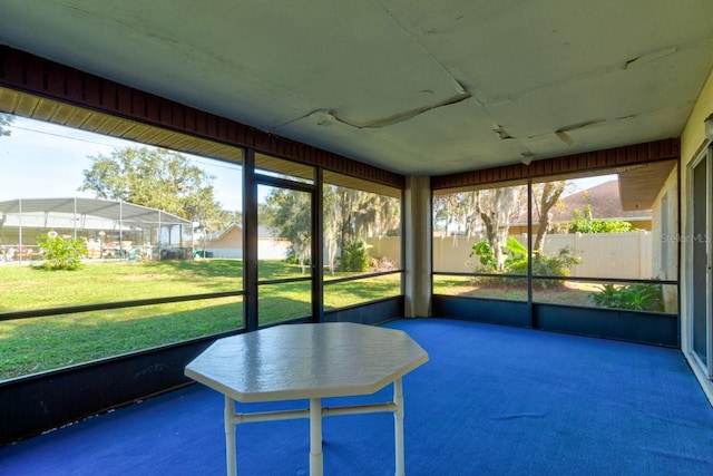 view of unfurnished sunroom