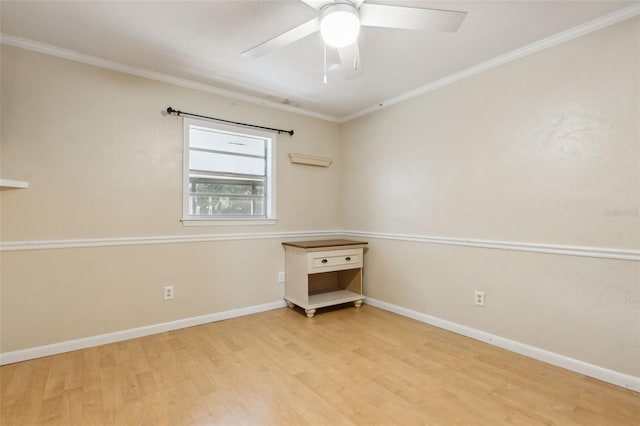 1240 W Voorhis Ave, Deland, FL 32720 - unfurnished room with ornamental molding, ceiling fan, wood finished floors, and baseboards