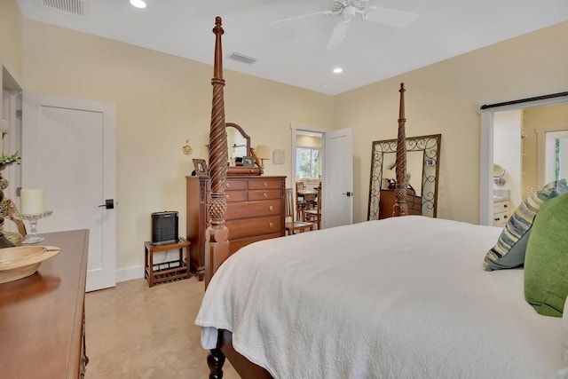 bedroom featuring ceiling fan