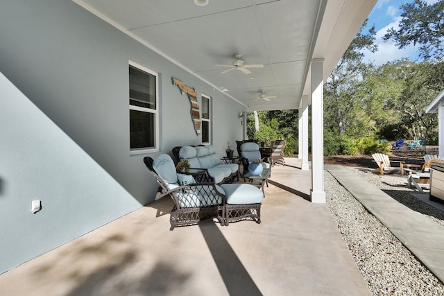 view of patio / terrace with an outdoor hangout area and ceiling fan