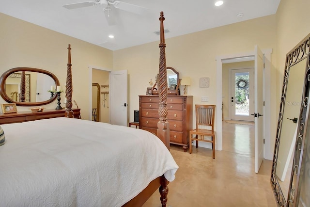 bedroom featuring ceiling fan