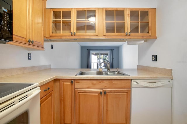 kitchen with white appliances and sink