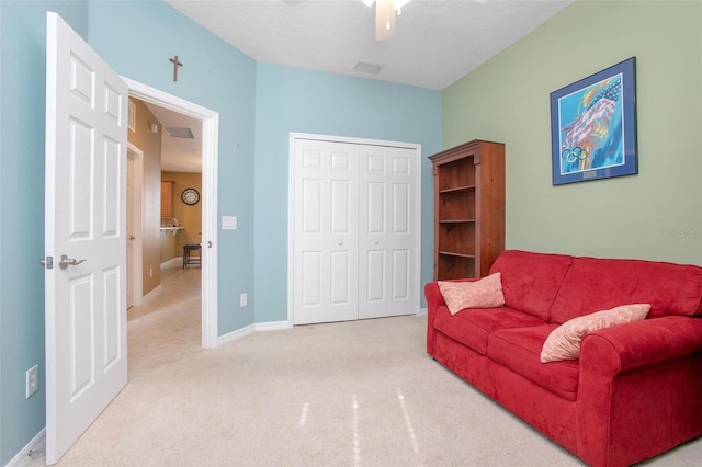 living room with carpet