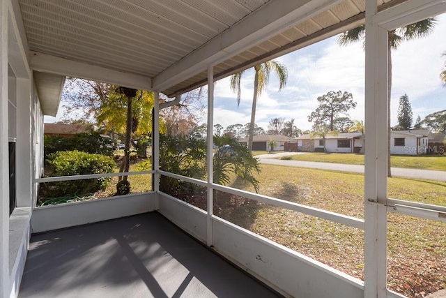 view of unfurnished sunroom