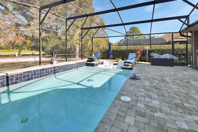 428 Hightower Dr, Debary, FL 32713 - view of pool featuring a patio, a fenced in pool, and glass enclosure