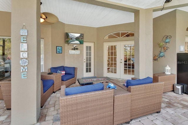 428 Hightower Dr, Debary, FL 32713 - view of patio featuring french doors and an outdoor living space