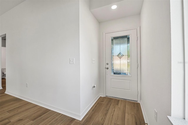 foyer entrance featuring hardwood / wood-style flooring