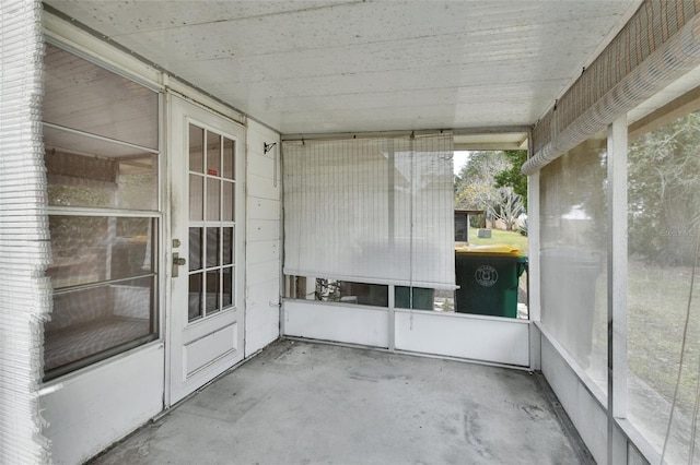 view of unfurnished sunroom